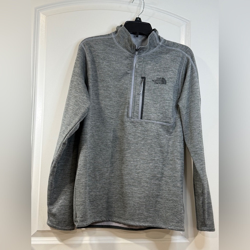 The North Face 1/4 Zip Fleece Pullover Mens M Gray Lightweight Jacket - Picture 2 of 12